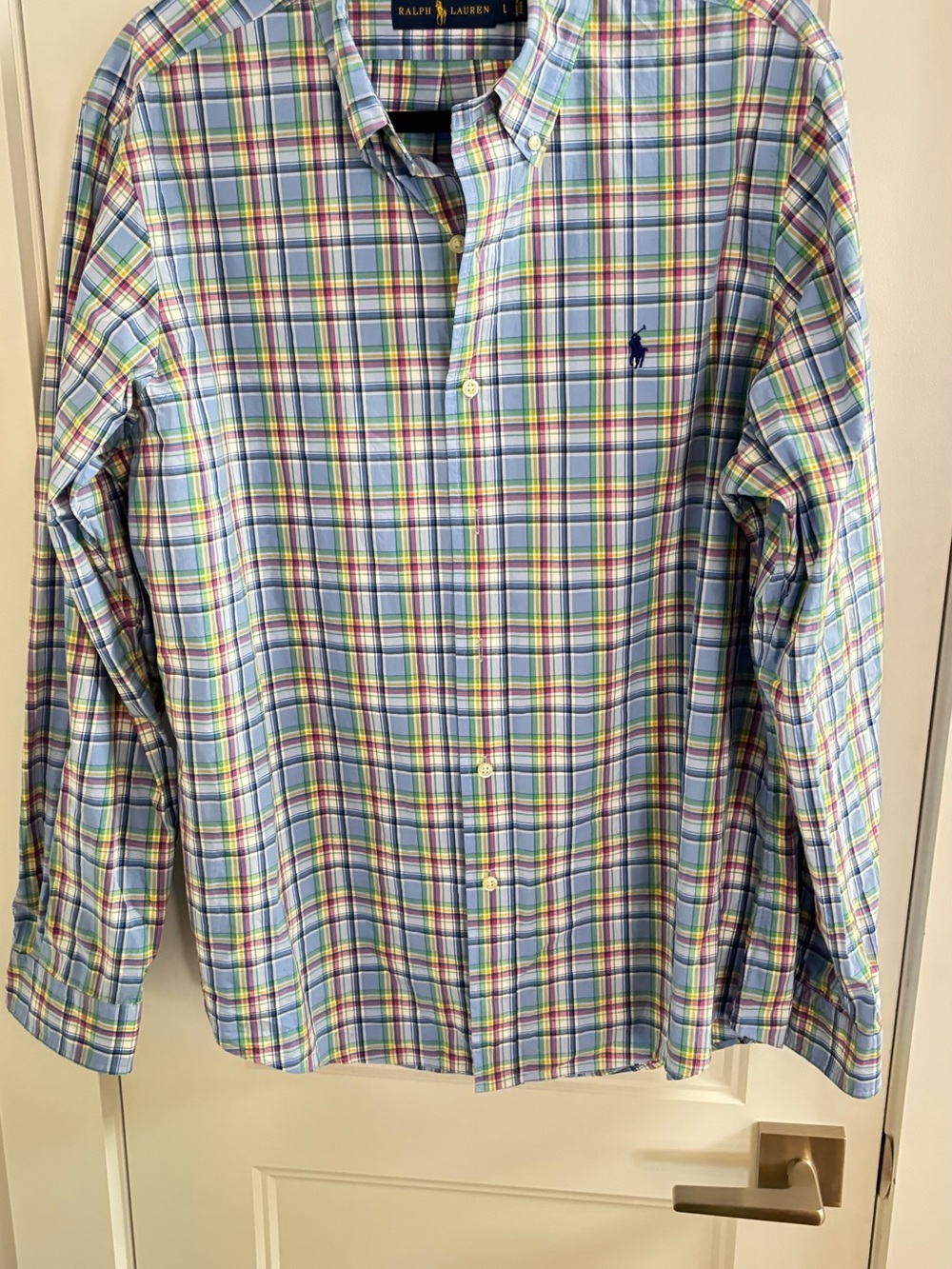 Ralph Lauren Men’s Long-Sleeve Plaid Button-Down Shirt - Blue/Green large